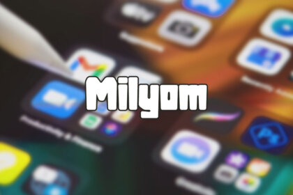 Milyom digital platform concept showing mobile app icons on smartphone screen