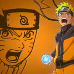 Narutas Viesulo Kronikos Lithuanian anime showing Naruto character in orange outfit on BTV channel broadcast