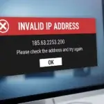 Invalid IP address error 185.63.2253.200 on a computer screen