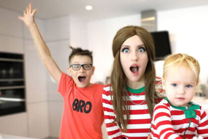 SIS vs BRO Net Worth infographic showing Karina and Ronald Kurzawa YouTube channel earnings and revenue sources