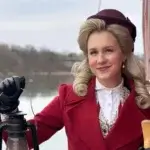 Ginna Claire Mason in costume portraying a character in period attire demonstrating her successful acting career that contributes to her net worth