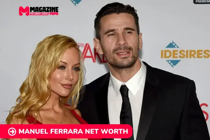 Manuel Ferrara in a black suit on a red carpet, pictured for the Manuel Ferrara net worth article