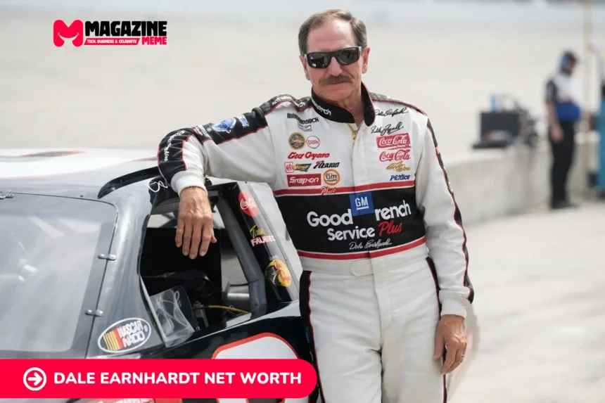 Dale Earnhardt in white and black racing suit beside his No. 3 Chevrolet on pit road