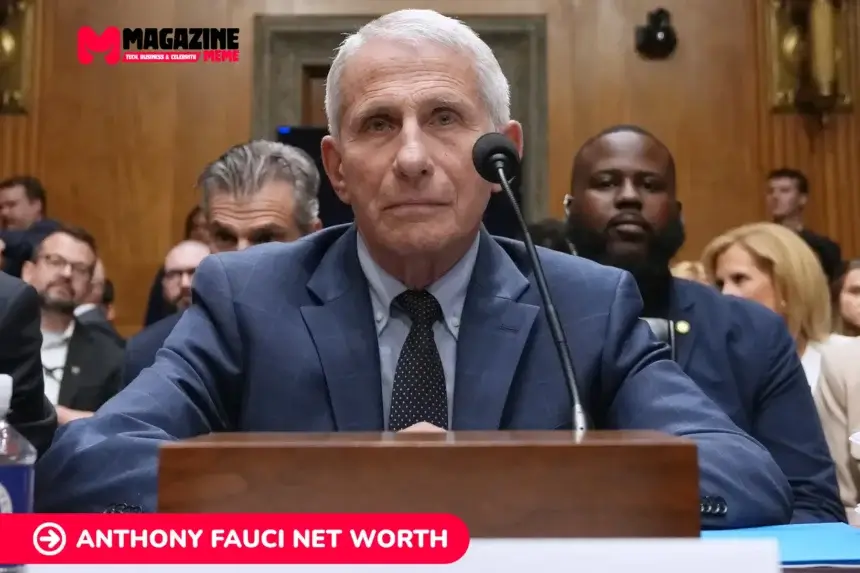 Anthony Fauci speaking at a Senate hearing microphone, photo used for the Anthony Fauci net worth article.