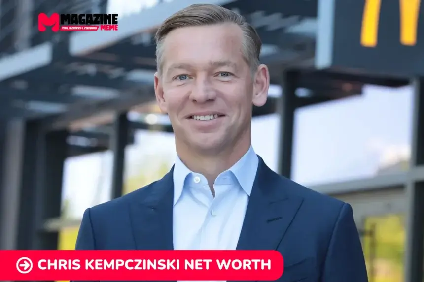 Chris Kempczinski smiling outside a McDonald's location, featured for the net worth article.