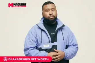 DJ Akademiks in a blue windbreaker for the DJ Akademiks net worth article