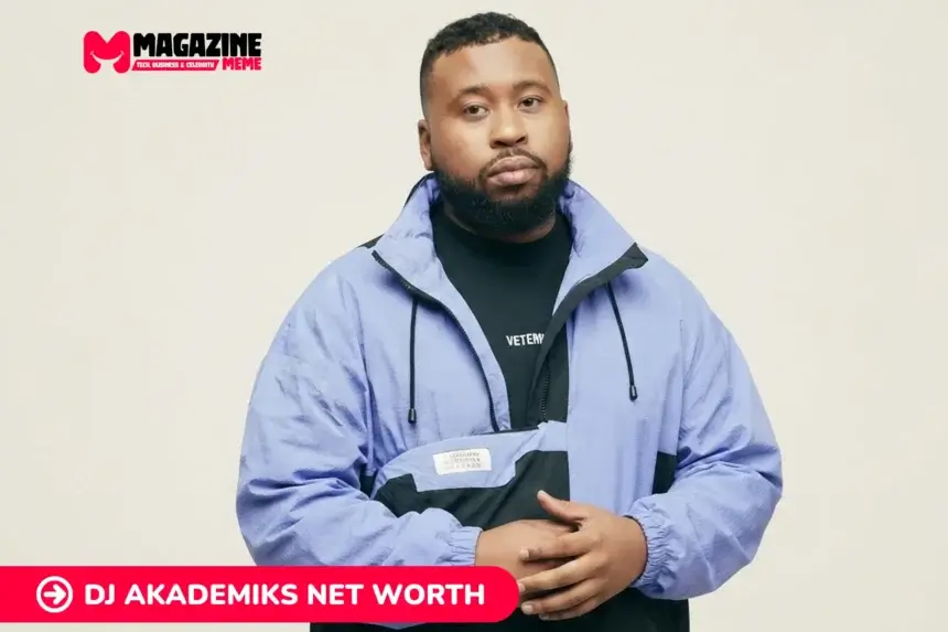 DJ Akademiks in a blue windbreaker for the DJ Akademiks net worth article