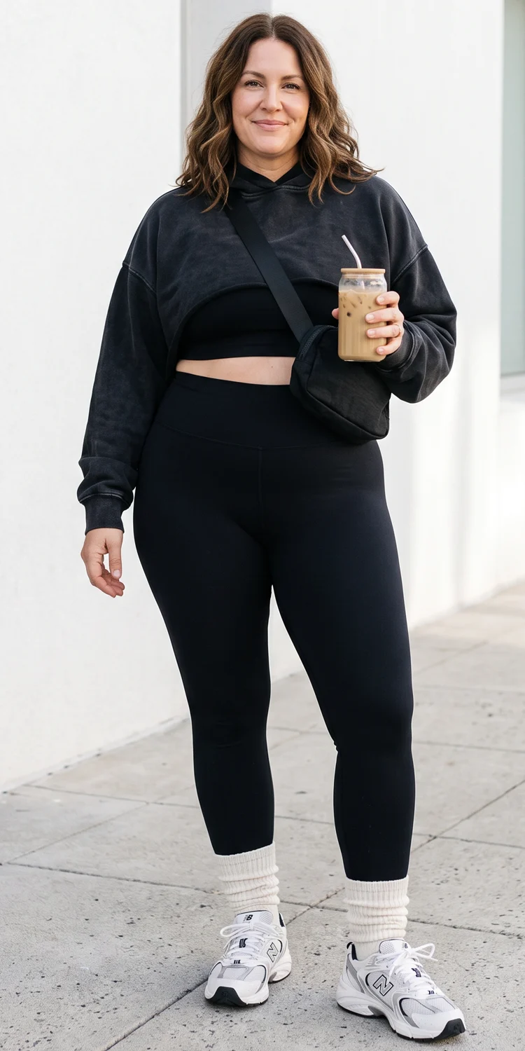 Boxy Cropped Hoodie, High-Rise Spanx, and Slouchy Tube Socks