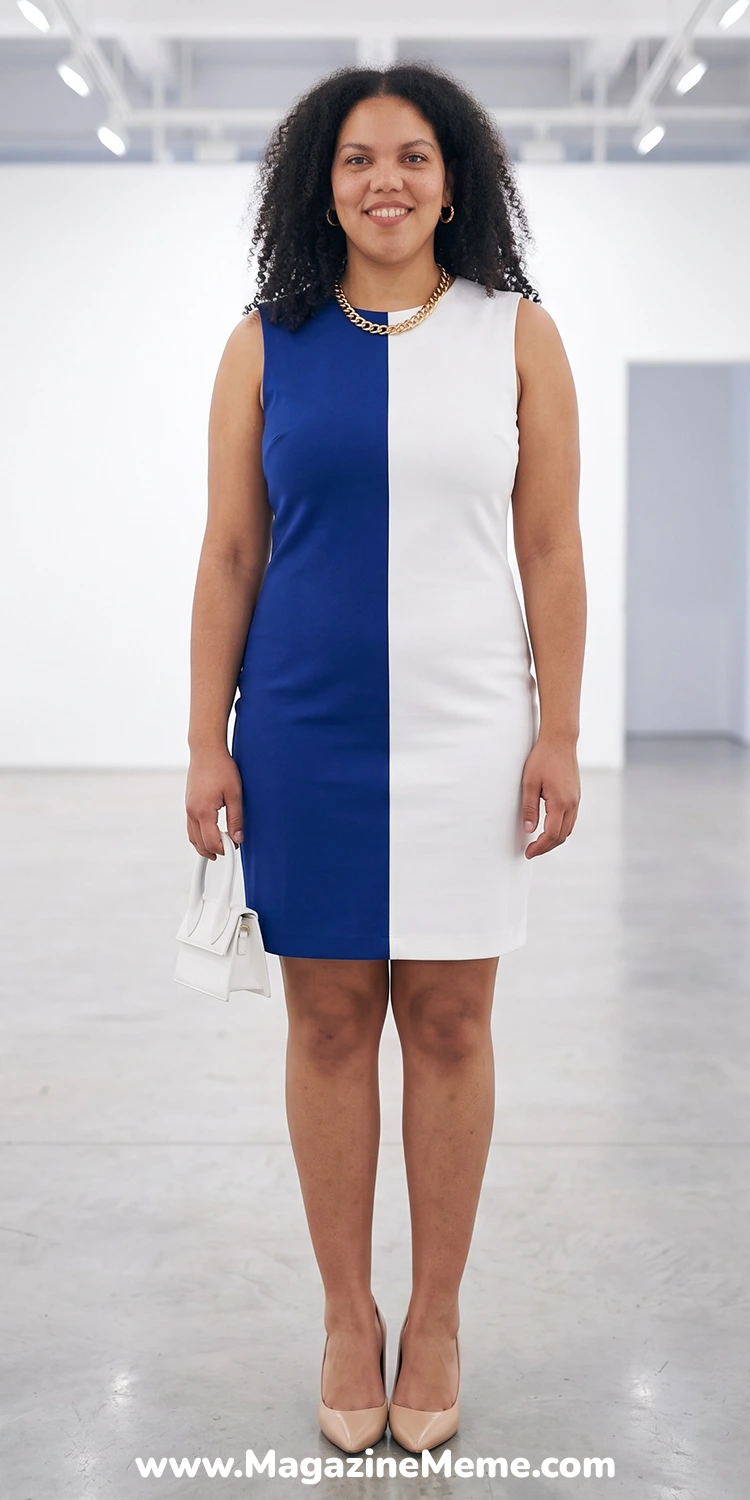 Color-Block Mini Dress in Two Bold Shades