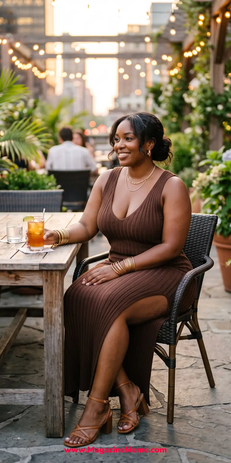 Deep V Ribbed Knit Maxi Dress with Dual Side Slits