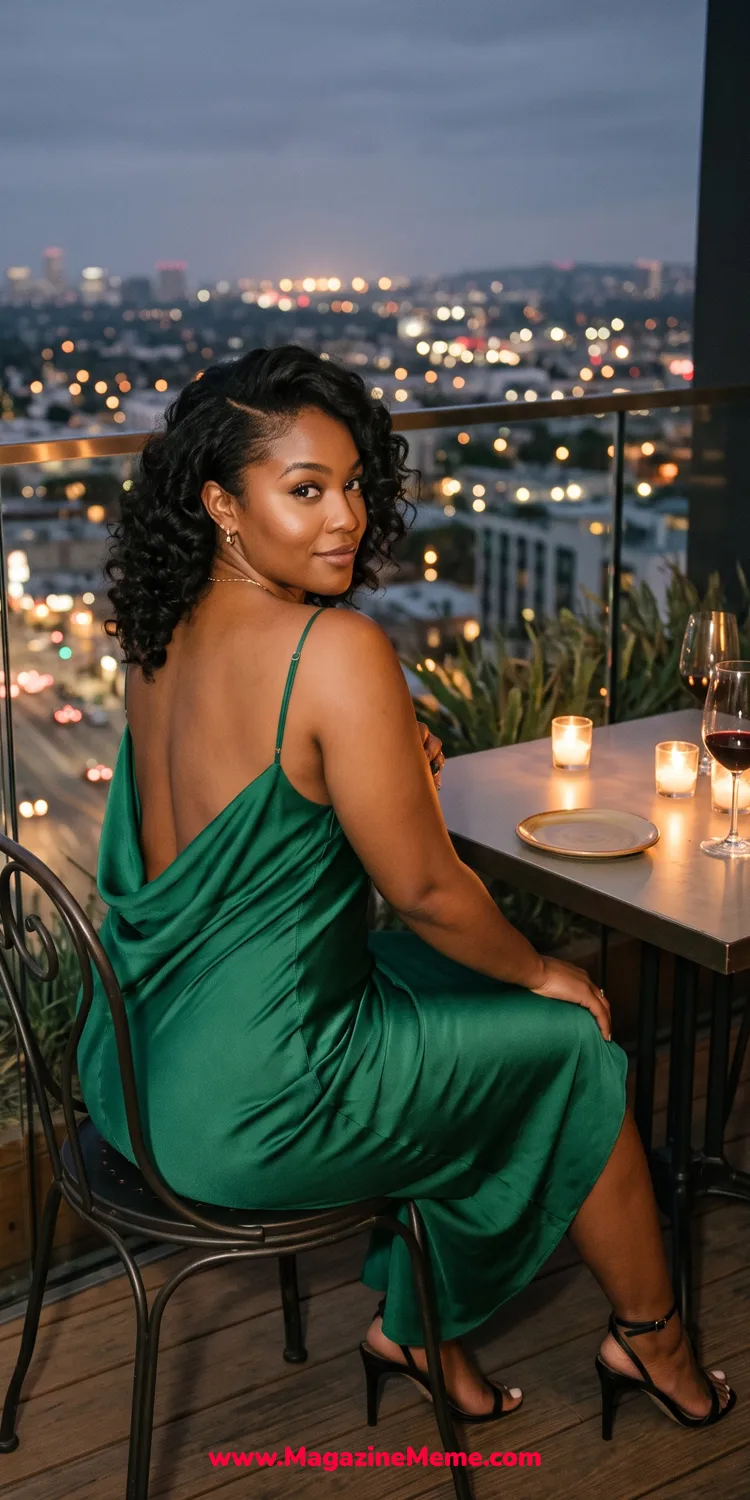 Open-Back Silk Slip Dress with Minimalist Strappy Mules