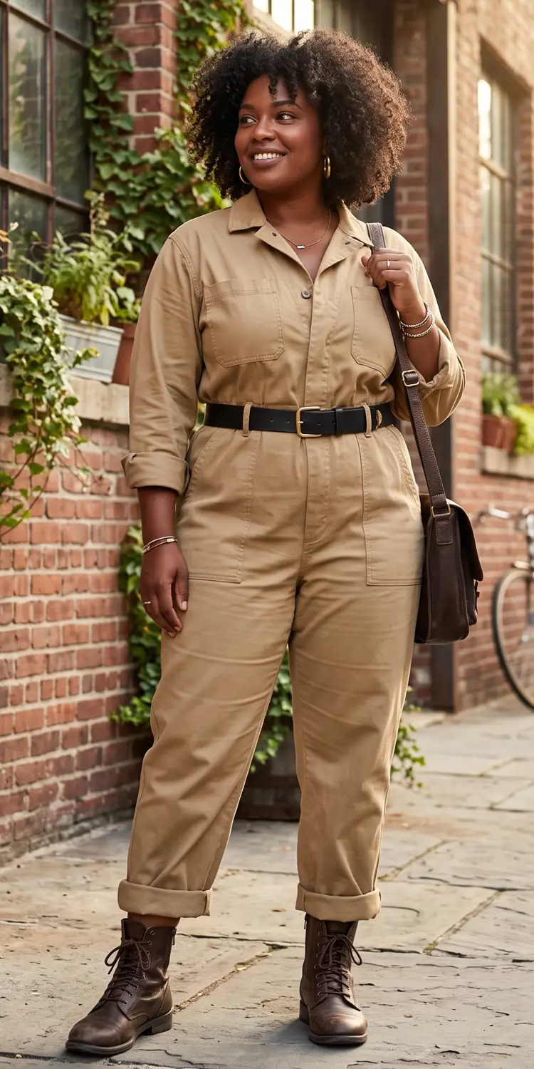 Utility Boiler Suit Cinched with a Hardware Statement Belt
