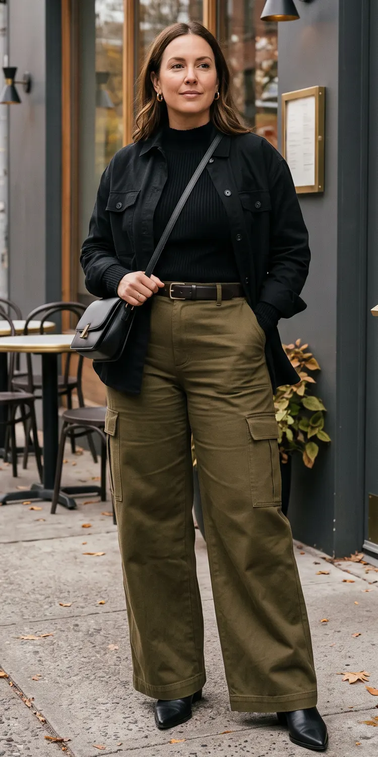 Anchor Wide-Leg Cargo Trousers With a Sleek Pointed-Toe Boot
