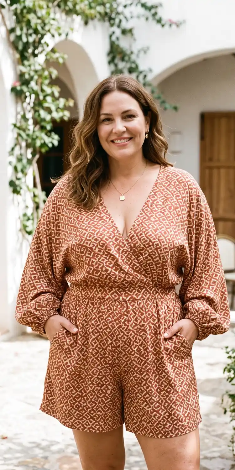 Choose Deep-V Playsuits with Billowy Balloon Sleeves