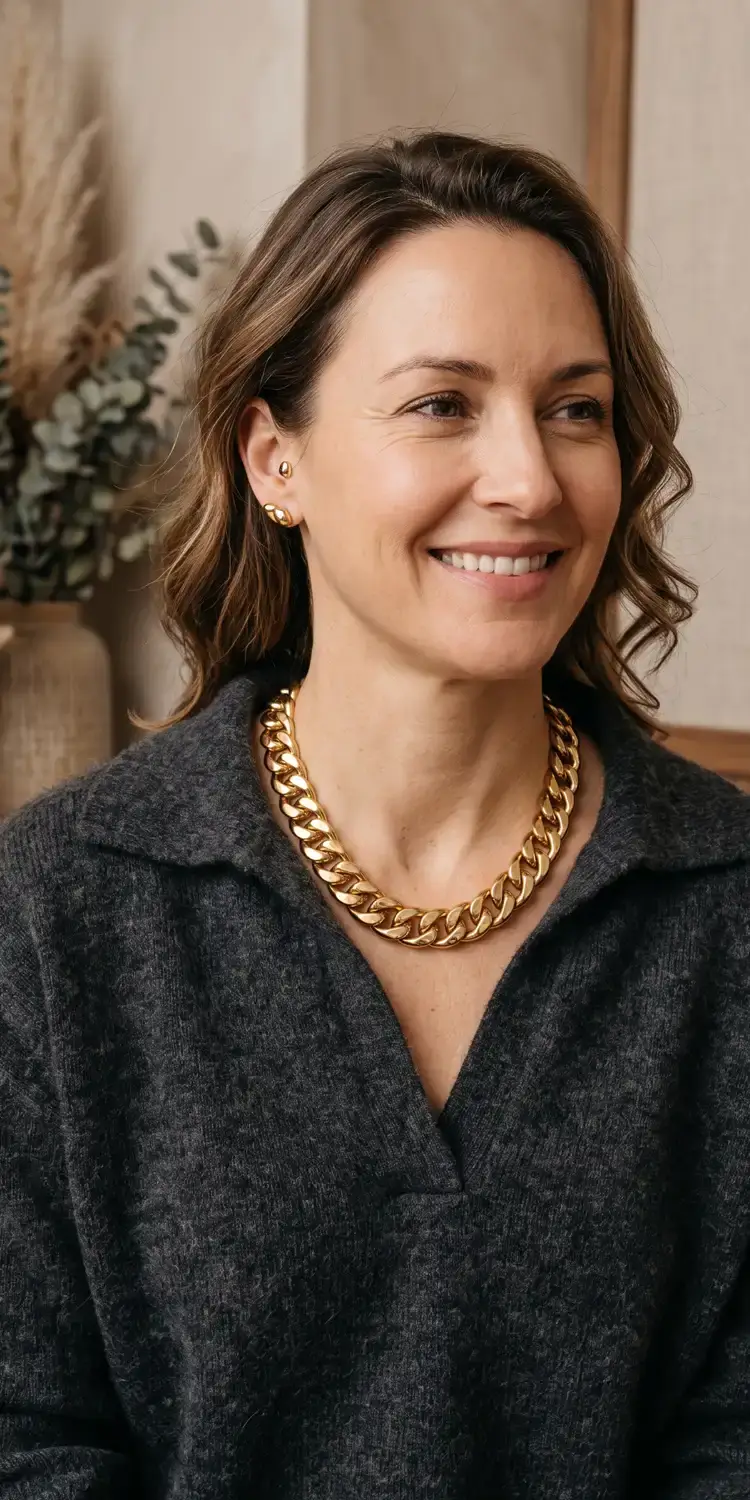 Chunky Gold Chain Collar Necklace