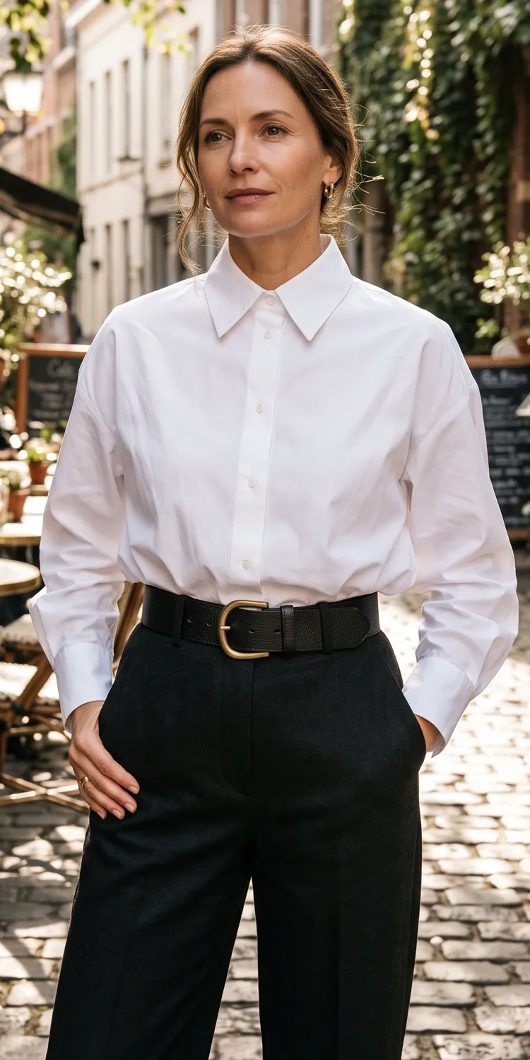 Cinch an Oversized Menswear Shirt with a Wide Hardware Belt