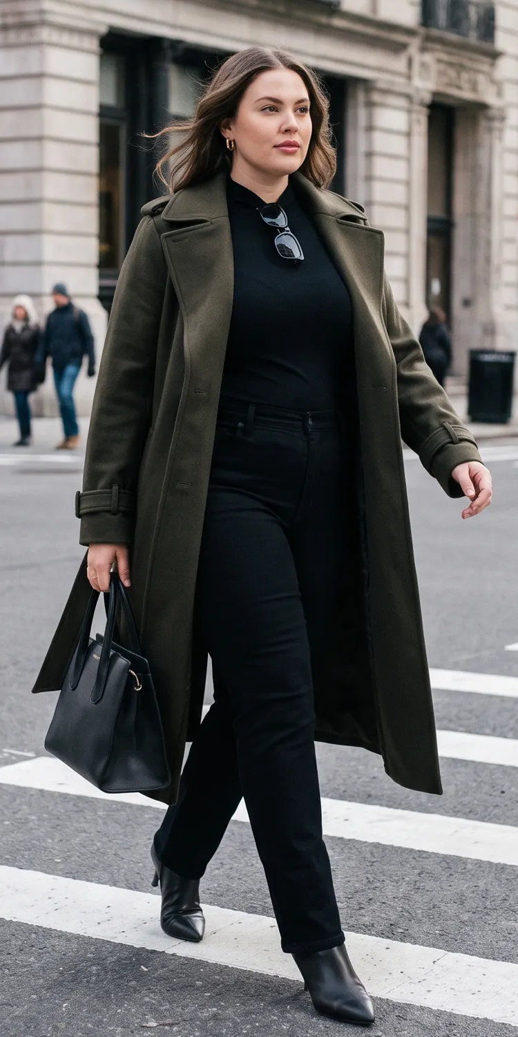 Drape an Unbuttoned Heavy Trench to Cut Two Clean Vertical Lines