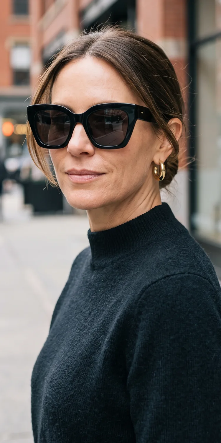 Frame Your Face with Tinted Geometric Shades and Clean Hair