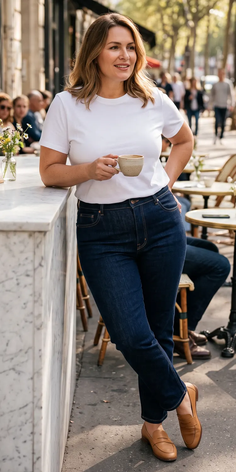 High-Waist Dark Wash Straight Leg Jeans