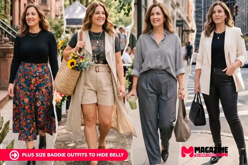 20 Plus Size Baddie Outfits to Hide Belly Over 40