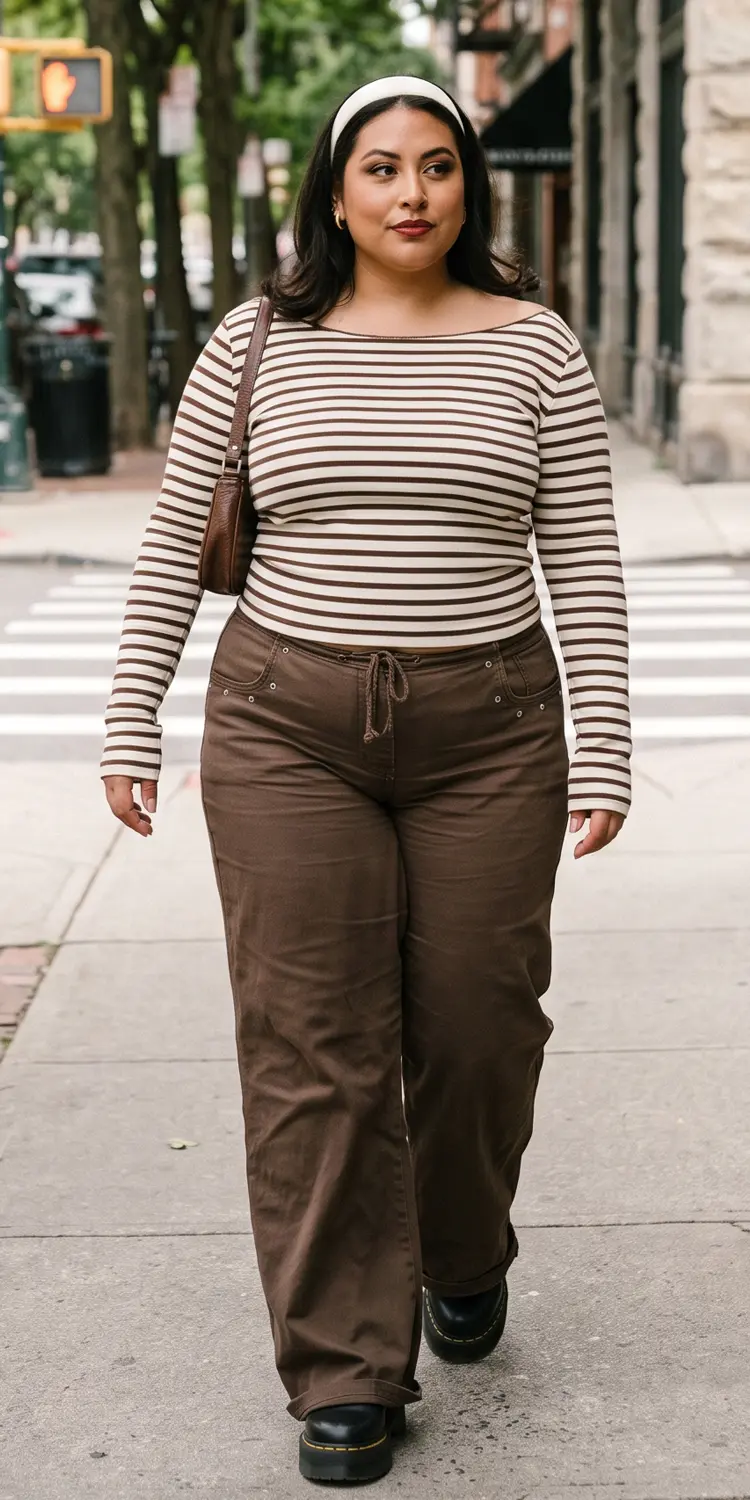 Style Earthy Utility Trousers with a Clean Stripe and Wide Headband