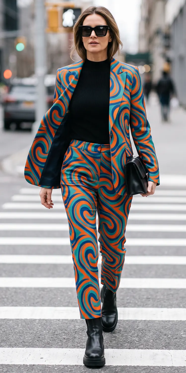 Wear a Matching Tailored Power Suit in a Loud Retro Print